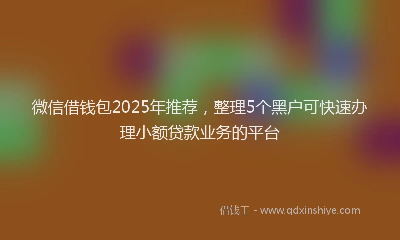 微信借钱包2025年推荐，整理5个黑户可快速办理小额贷款业务的平台
