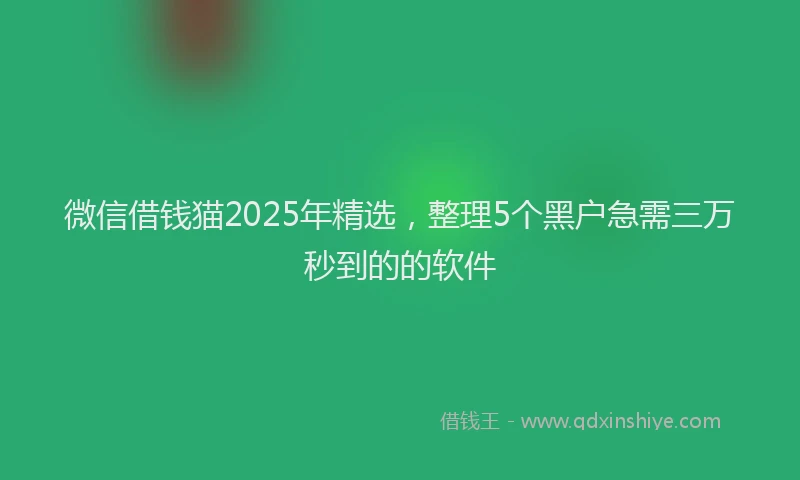 微信借钱猫2025年精选，整理5个黑户急需三万秒到的的软件