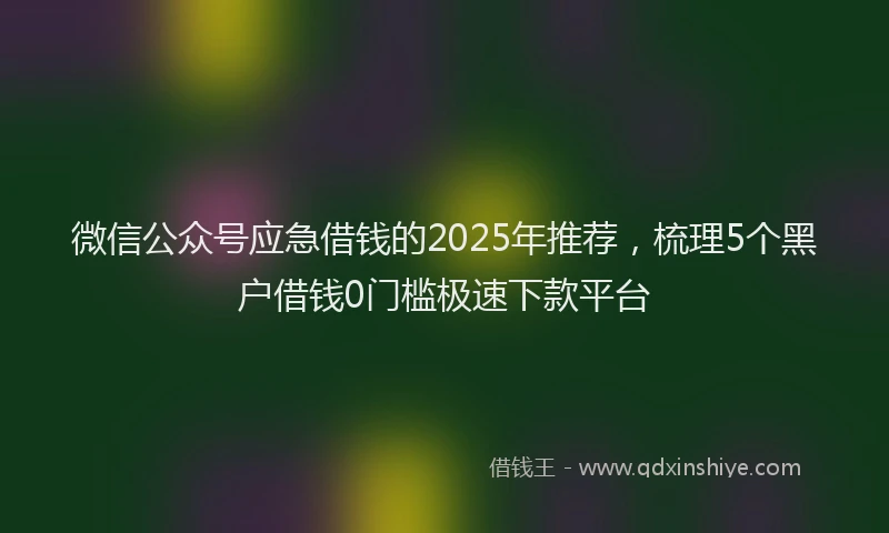 微信公众号应急借钱的2025年推荐，梳理5个黑户借钱0门槛极速下款平台