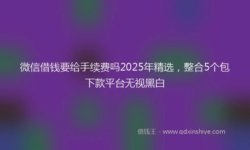 微信借钱要给手续费吗2025年精选，整合5个包下款平台无视黑白