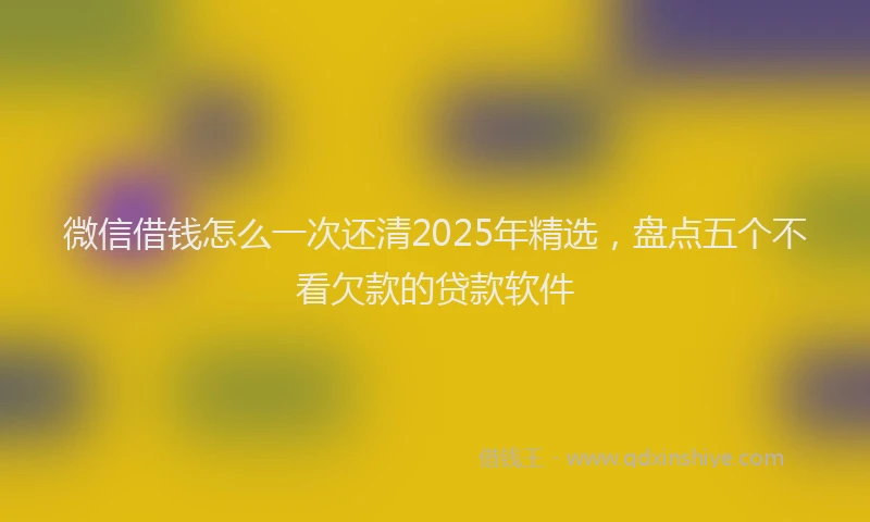 微信借钱怎么一次还清2025年精选，盘点五个不看欠款的贷款软件