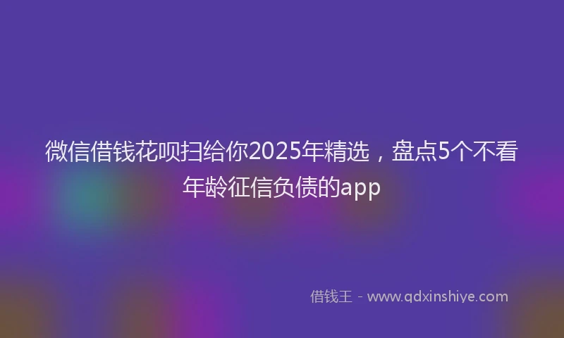 微信借钱花呗扫给你2025年精选，盘点5个不看年龄征信负债的app