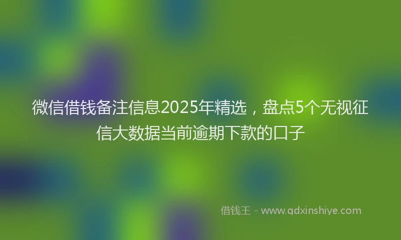 微信借钱备注信息2025年精选，盘点5个无视征信大数据当前逾期下款的口子