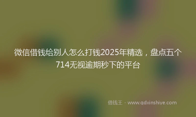 微信借钱给别人怎么打钱2025年精选，盘点五个714无视逾期秒下的平台