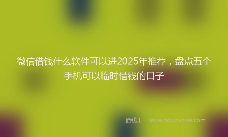 微信借钱什么软件可以进2025年推荐，盘点五个手机可以临时借钱的口子
