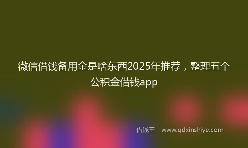 微信借钱备用金是啥东西2025年推荐，整理五个公积金借钱app