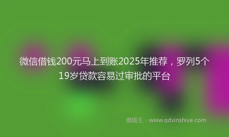 微信借钱200元马上到账2025年推荐，罗列5个19岁贷款容易过审批的平台