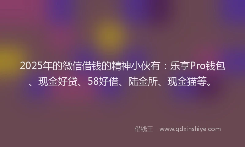 2025年的微信借钱的精神小伙有：乐享Pro钱包、现金好贷、58好借、陆金所、现金猫等。