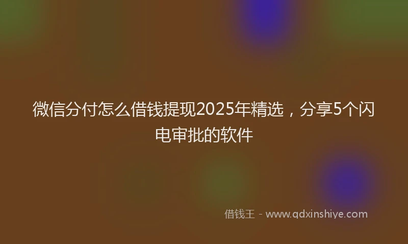 微信分付怎么借钱提现2025年精选，分享5个闪电审批的软件