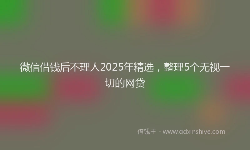 微信借钱后不理人2025年精选，整理5个无视一切的网贷