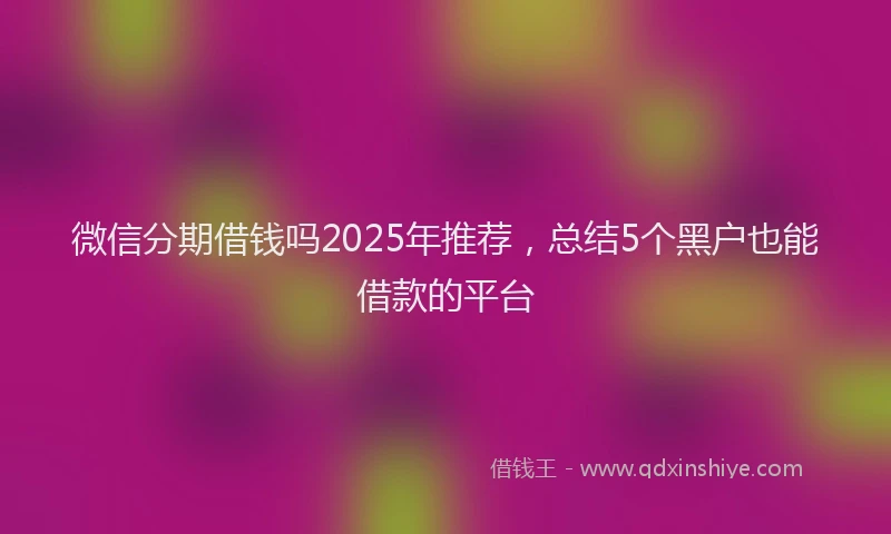 微信分期借钱吗2025年推荐，总结5个黑户也能借款的平台