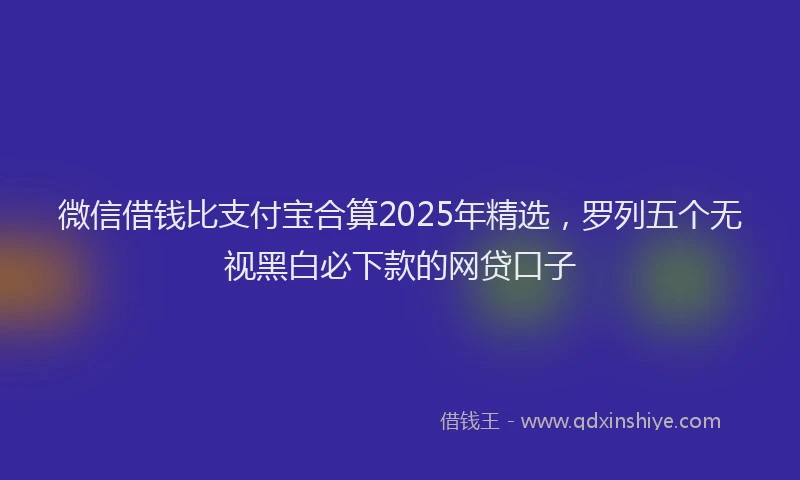微信借钱比支付宝合算2025年精选，罗列五个无视黑白必下款的网贷口子