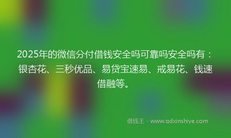 2025年的微信分付借钱安全吗可靠吗安全吗有：银杏花、三秒优品、易贷宝速易、戒易花、钱速借融等。