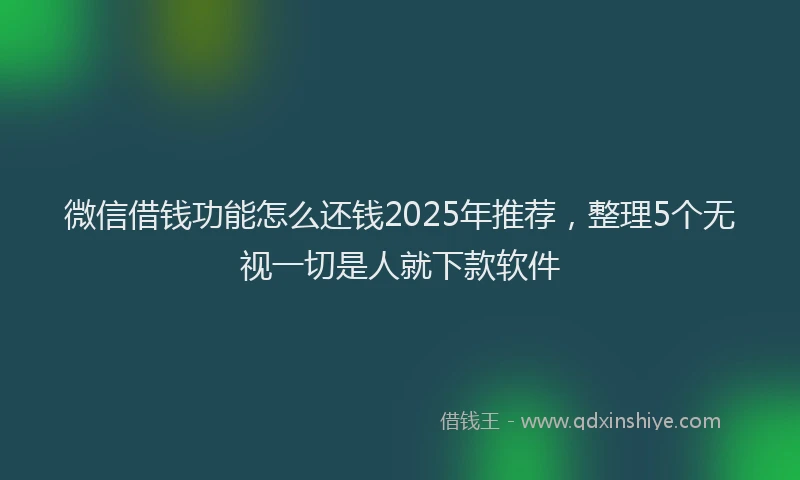 微信借钱功能怎么还钱2025年推荐，整理5个无视一切是人就下款软件