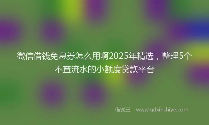 微信借钱免息券怎么用啊2025年精选，整理5个不查流水的小额度贷款平台