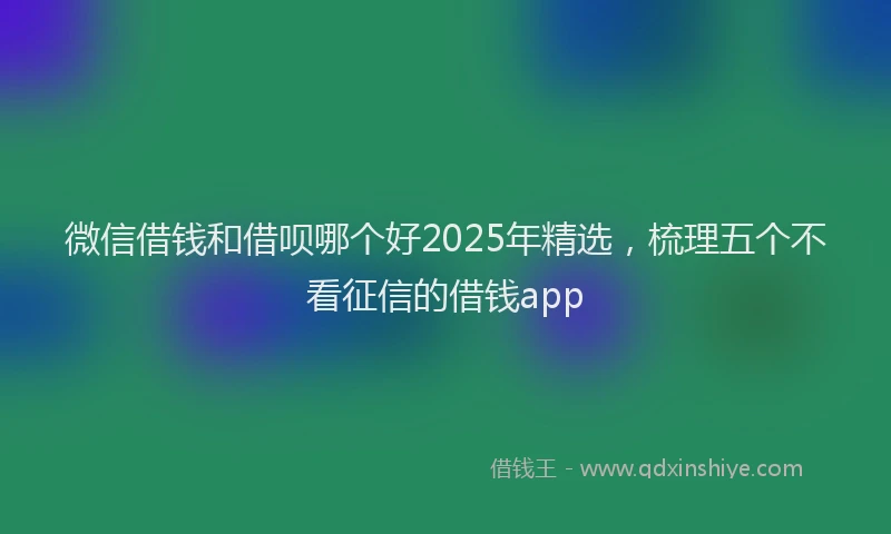 微信借钱和借呗哪个好2025年精选，梳理五个不看征信的借钱app