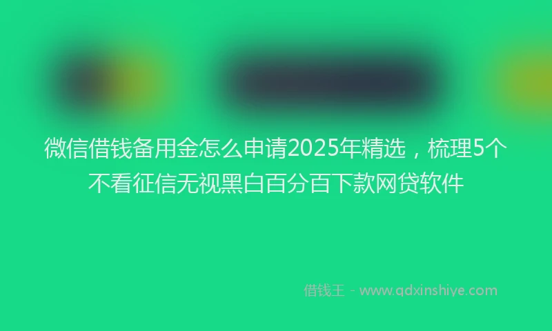 微信借钱备用金怎么申请2025年精选，梳理5个不看征信无视黑白百分百下款网贷软件