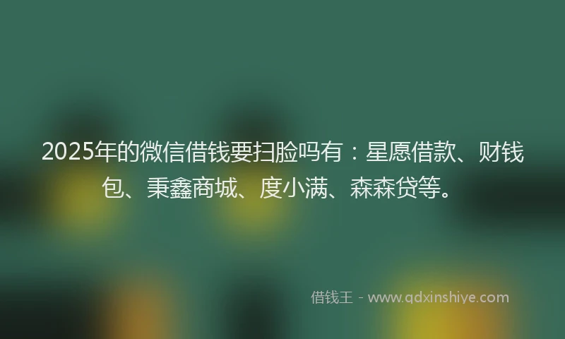 2025年的微信借钱要扫脸吗有：星愿借款、财钱包、秉鑫商城、度小满、森森贷等。