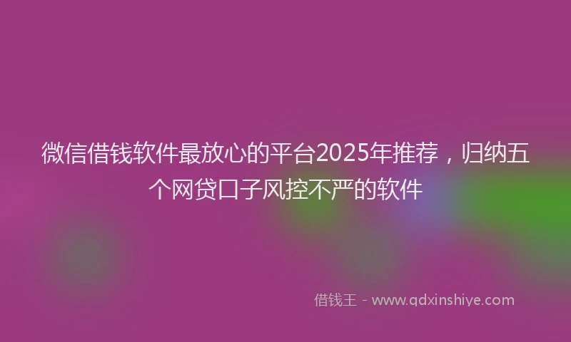 微信借钱软件最放心的平台2025年推荐，归纳五个网贷口子风控不严的软件