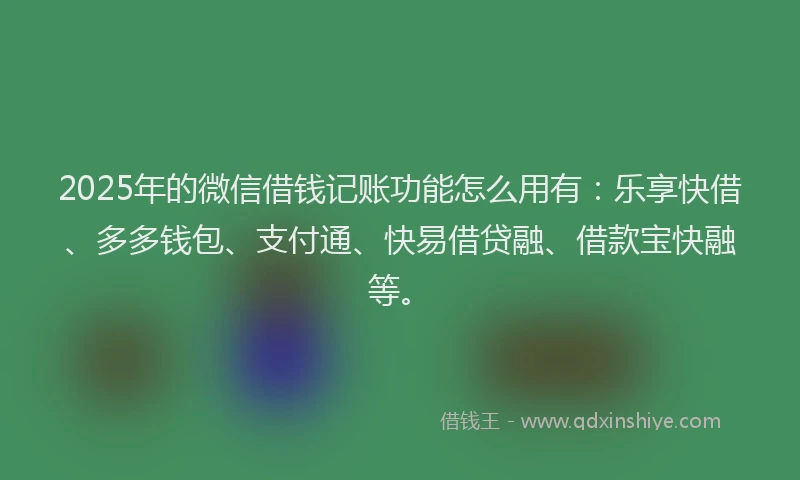 2025年的微信借钱记账功能怎么用有：乐享快借、多多钱包、支付通、快易借贷融、借款宝快融等。