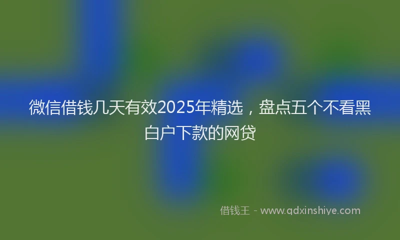 微信借钱几天有效2025年精选，盘点五个不看黑白户下款的网贷