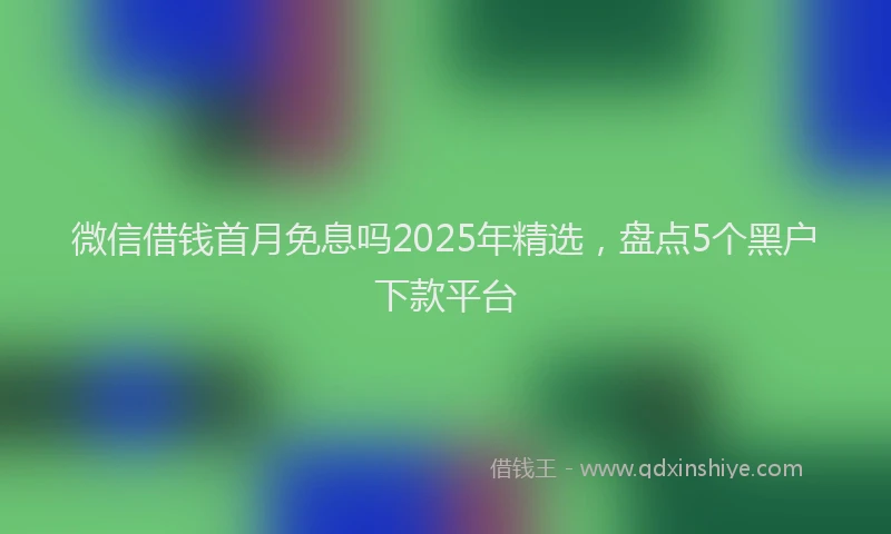 微信借钱首月免息吗2025年精选，盘点5个黑户下款平台