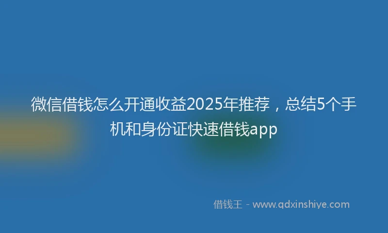 微信借钱怎么开通收益2025年推荐，总结5个手机和身份证快速借钱app