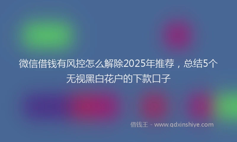 微信借钱有风控怎么解除2025年推荐，总结5个无视黑白花户的下款口子