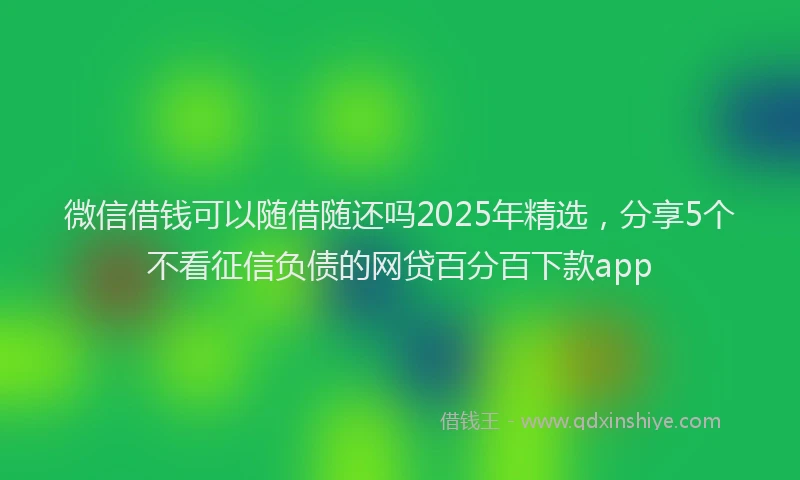 微信借钱可以随借随还吗2025年精选，分享5个不看征信负债的网贷百分百下款app