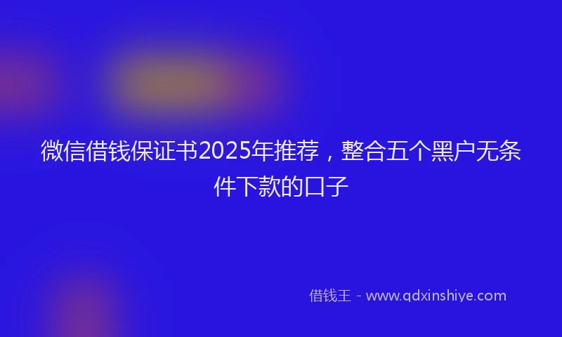 微信借钱保证书2025年推荐，整合五个黑户无条件下款的口子