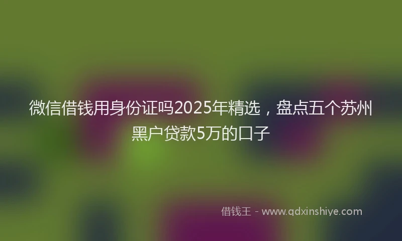 微信借钱用身份证吗2025年精选，盘点五个苏州黑户贷款5万的口子