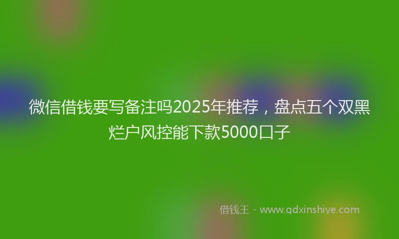 微信借钱要写备注吗2025年推荐，盘点五个双黑烂户风控能下款5000口子