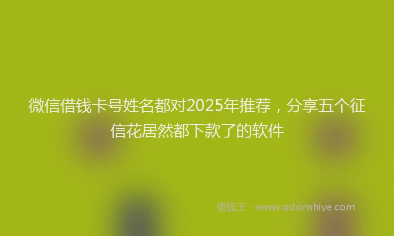 微信借钱卡号姓名都对2025年推荐，分享五个征信花居然都下款了的软件