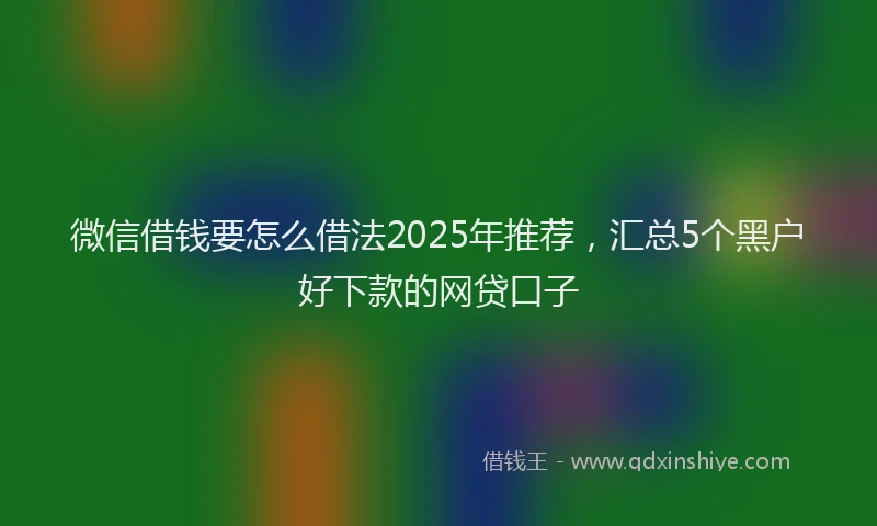 微信借钱要怎么借法2025年推荐，汇总5个黑户好下款的网贷口子