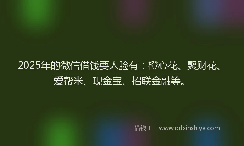 2025年的微信借钱要人脸有：橙心花、聚财花、爱帮米、现金宝、招联金融等。