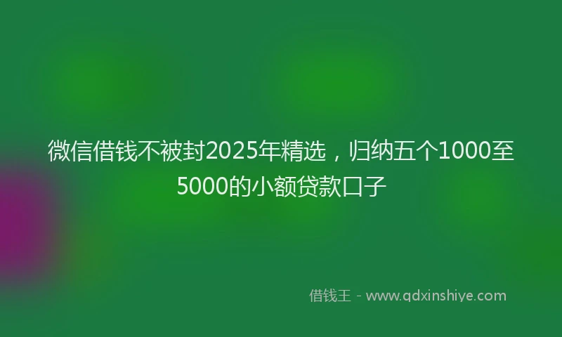 微信借钱不被封2025年精选，归纳五个1000至5000的小额贷款口子