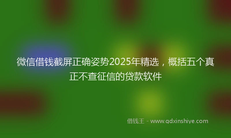 微信借钱截屏正确姿势2025年精选，概括五个真正不查征信的贷款软件