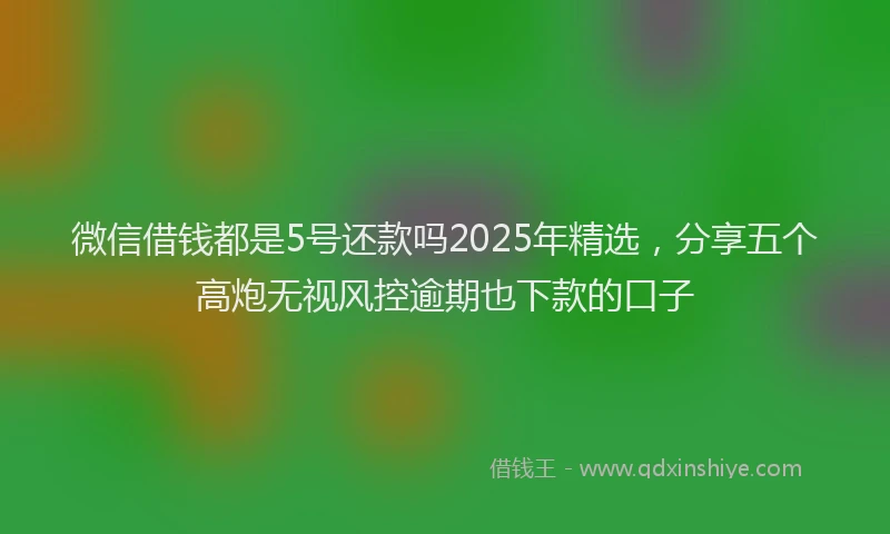 微信借钱都是5号还款吗2025年精选，分享五个高炮无视风控逾期也下款的口子