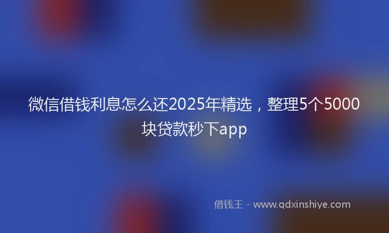 微信借钱利息怎么还2025年精选，整理5个5000块贷款秒下app
