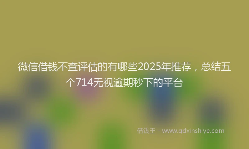 微信借钱不查评估的有哪些2025年推荐，总结五个714无视逾期秒下的平台