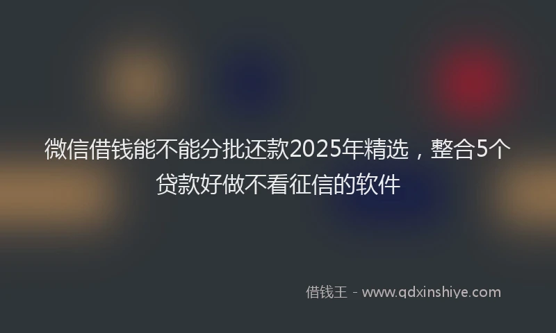 微信借钱能不能分批还款2025年精选，整合5个贷款好做不看征信的软件