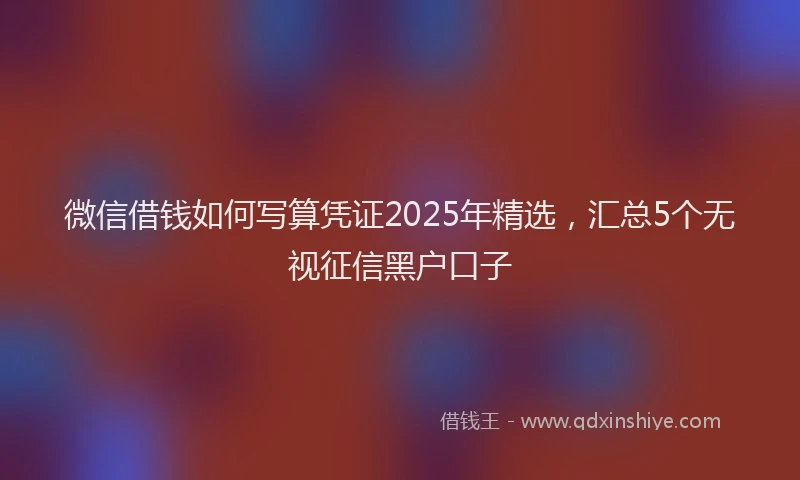 微信借钱如何写算凭证2025年精选，汇总5个无视征信黑户口子