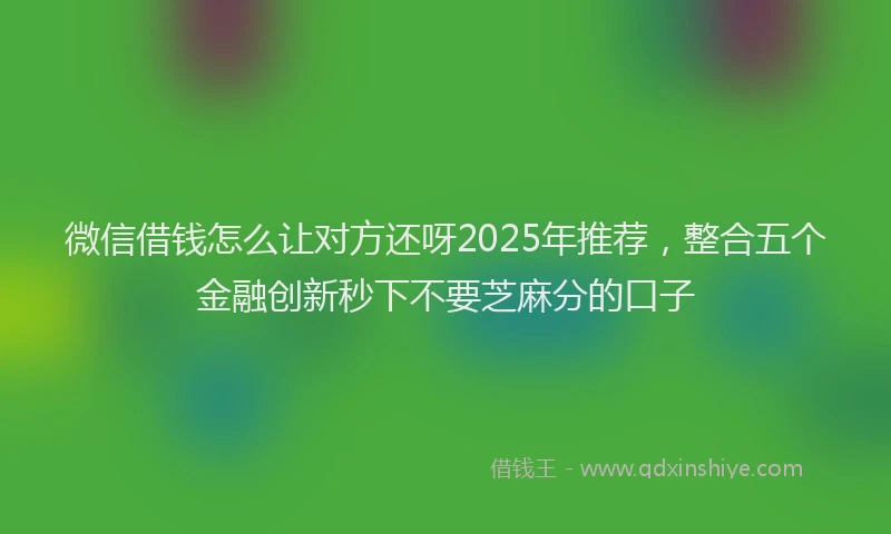 微信借钱怎么让对方还呀2025年推荐，整合五个金融创新秒下不要芝麻分的口子