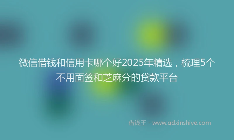 微信借钱和信用卡哪个好2025年精选，梳理5个不用面签和芝麻分的贷款平台