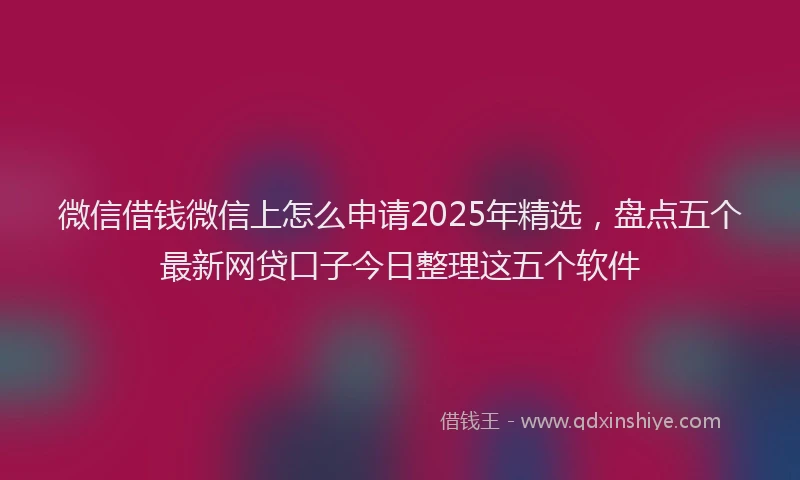 微信借钱微信上怎么申请2025年精选，盘点五个最新网贷口子今日整理这五个软件
