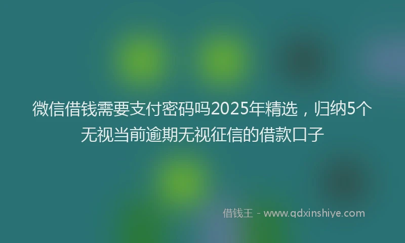 微信借钱需要支付密码吗2025年精选，归纳5个无视当前逾期无视征信的借款口子