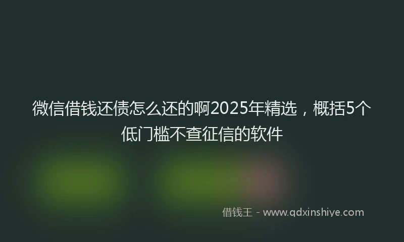微信借钱还债怎么还的啊2025年精选，概括5个低门槛不查征信的软件
