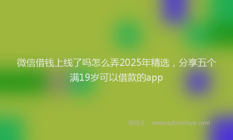 微信借钱上线了吗怎么弄2025年精选，分享五个满19岁可以借款的app