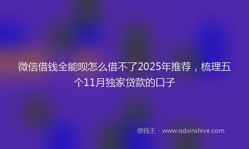 微信借钱全能呗怎么借不了2025年推荐，梳理五个11月独家贷款的口子