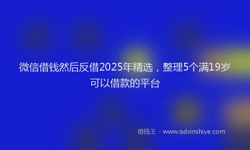 微信借钱然后反借2025年精选，整理5个满19岁可以借款的平台